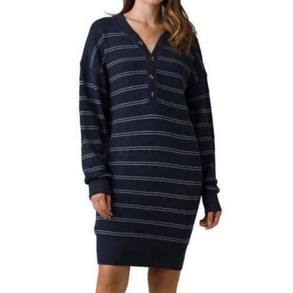 (B18) prAna Milani Henley Dress, Nautical Stripes, Size Small, NWT - Picture 2 of 9